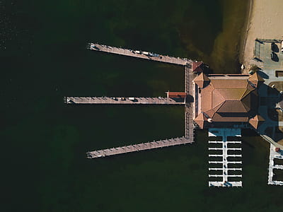 aerial photography of wooden dock thumbnail