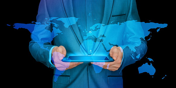 businessman, internet, continents, tablet, world, worldwide thumbnail