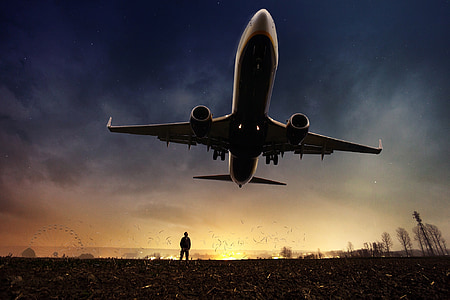 airplane flying above ground digital wallpaper thumbnail