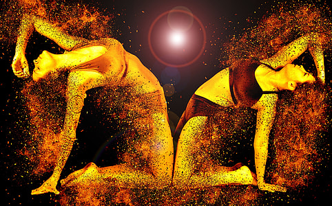two women bending graphic art thumbnail