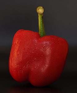 water droplets on red bell pepper thumbnail