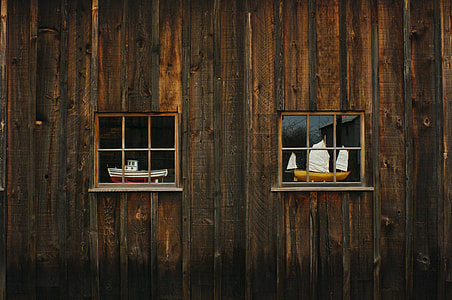 clear glass window with brown frames thumbnail