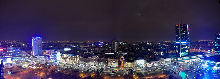 bird's-eye view of building with lights thumbnail