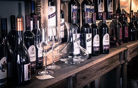 goblet glass and wine bottle thumbnail