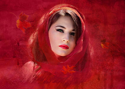 women's red hijab thumbnail