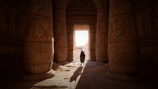 person standing inside ruins during daytime thumbnail