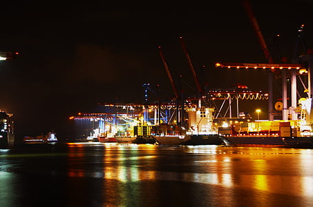 ship in port during night time thumbnail