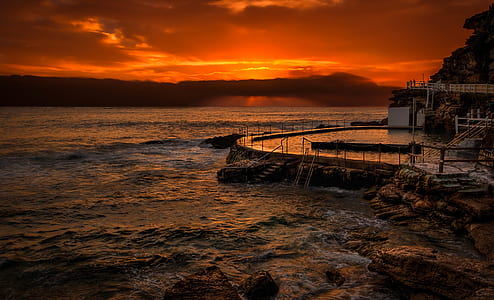 sunset, ocean, sea, cloudscape thumbnail