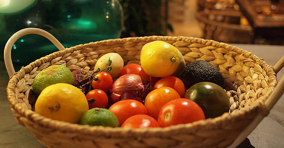 bunch of fruits in basket thumbnail