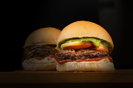 photography of hamburgers with tomatoes thumbnail