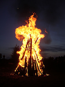 bonfire during night thumbnail