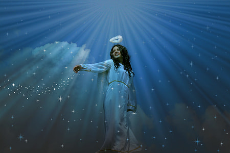 woman with halo over clouds thumbnail