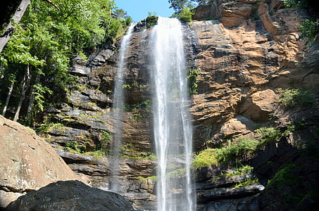 water falling from rock formation thumbnail
