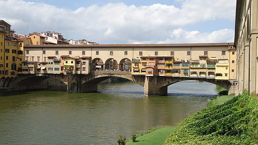 concrete bridge near house over calm body of water at daytime thumbnail