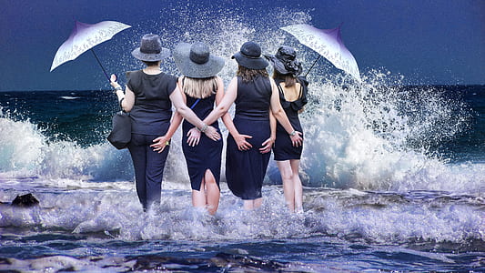 four woman holding butt with water effects thumbnail