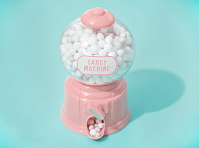 white and pink candy machine dispenser thumbnail