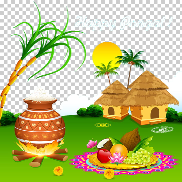 Thai Pongal Makar Sankranti Wish Mattu Pongal Harvest festival, India cottages, Happy Pongal! greeting illustration PNG clipart