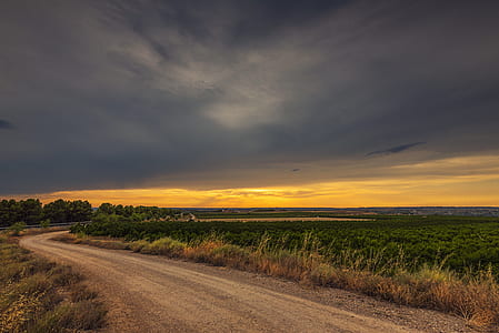 landscape photography of grass field with road thumbnail