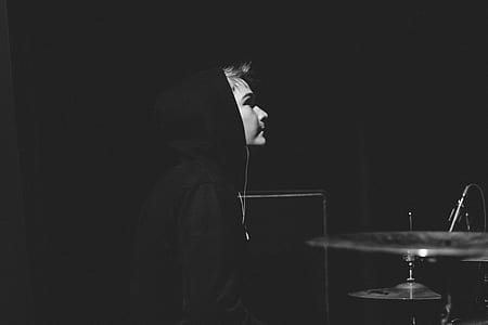 black-and-white, person, dark, musician thumbnail