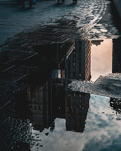 reflective photo of brown building on water thumbnail