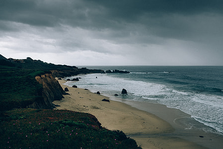 sea coast under gray clouds thumbnail