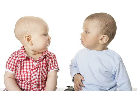 baby wearing white long-sleeved shirt and white-and-red button-up shirt thumbnail