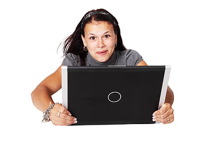 woman holding black tablet computer thumbnail