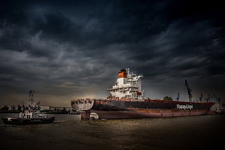white and black cargo ship thumbnail