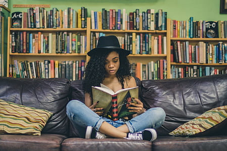 woman, female, hat, book thumbnail