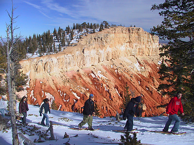 Snowshoe trails in the winter at Bryce Canyon National Park, Utah thumbnail