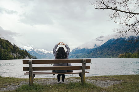 cold, bench, landscape, mountains thumbnail