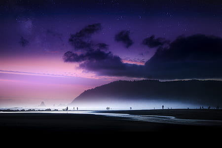 mountain, sky, purple, cloud thumbnail