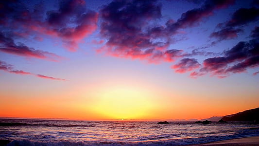 orange sunset above sea water thumbnail