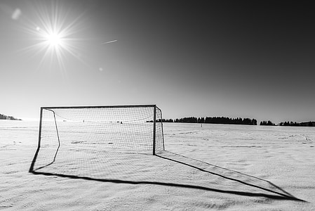 goal net on field grayscale photography thumbnail