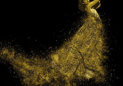 woman wearing gold glittering dress photo manipulation thumbnail