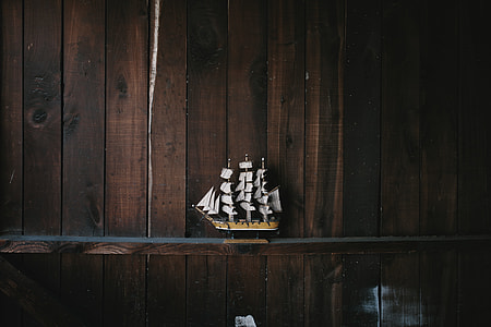 brown and white galleon ship miniature thumbnail