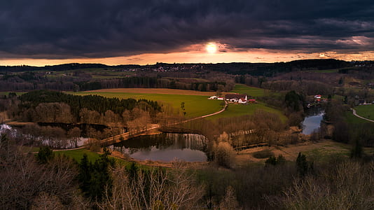 landscape photography of trees and grass field thumbnail