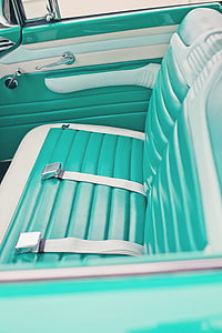 green and white leather vehicle seat thumbnail