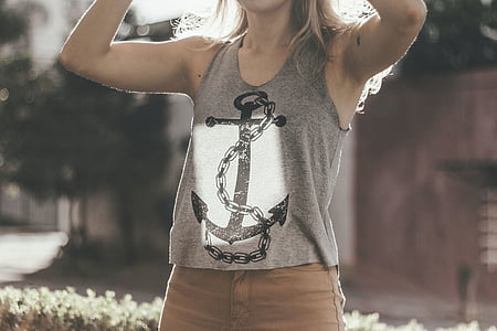 woman wearing anchor-printed tank top thumbnail