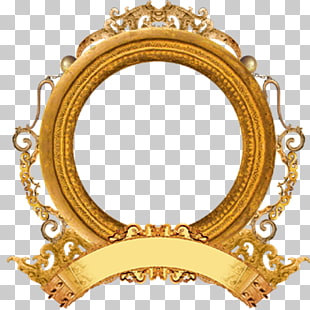 Mirror frame , Round Frame, round gold frame illustration PNG clipart