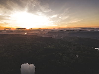Aerial Photo of Mountains during Sunset thumbnail