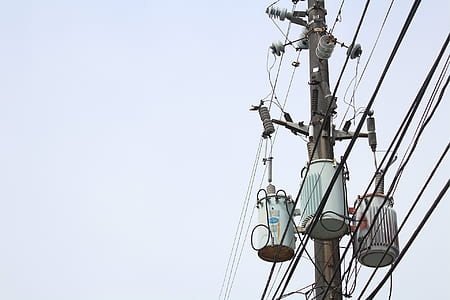 gray utility post under white sky thumbnail