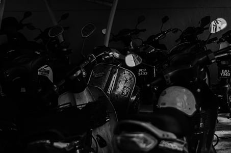 grayscaled photo of motorcycles thumbnail