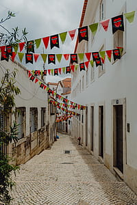 Streets decorated for the Saint Anthony Feast in Lisbon, Portugal thumbnail