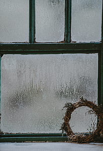 frosted clear glass window near wreath thumbnail