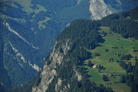 aerial photography of houses on top of mountain cliff thumbnail