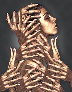 topless woman covered with hands painting thumbnail