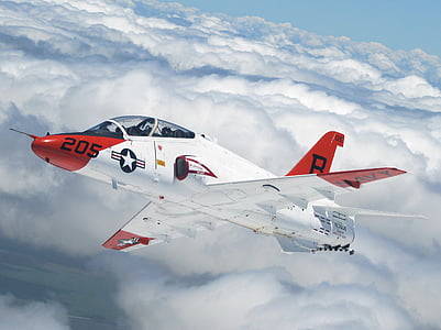 red and white fighter plane above clouds thumbnail