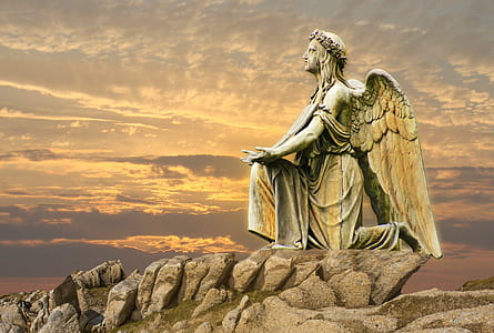 angel statue during golden hour thumbnail