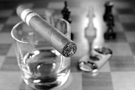 grayscale photo of tobacco and rock glass thumbnail